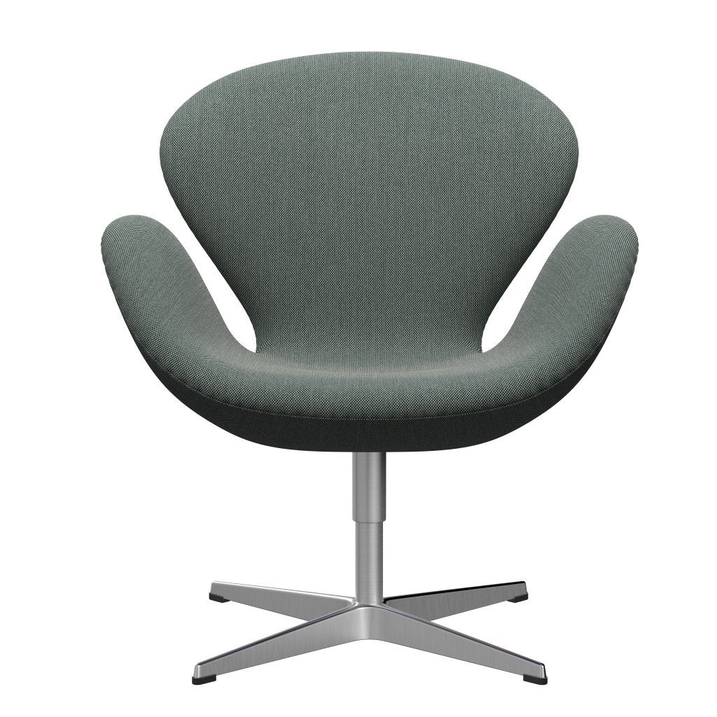 Fritz Hansen Swan Lounge Chair, satén kartáčovaný hliník/Steelcut trio bílá/tmavě zelená