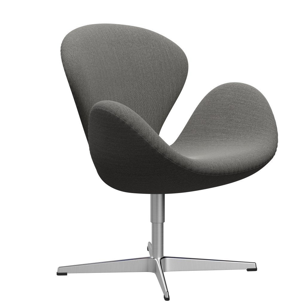 Fritz Hansen Swan Lounge Chair, satén kartáčovaný hliník/Steelcut Trio White/Black