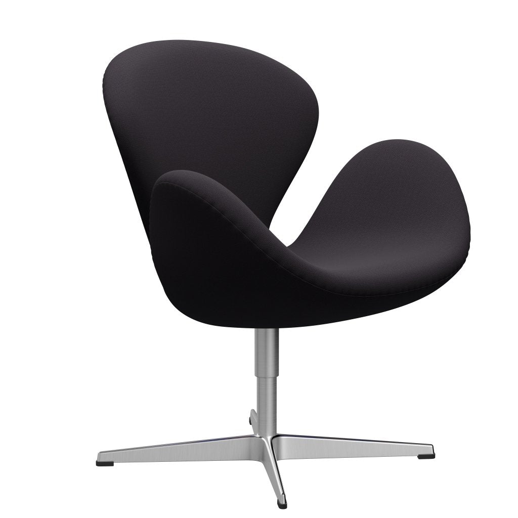 Fritz Hansen Swan Lounge Chair, saténová kartáčovaná hliníková/ocelářská fialová tmavá