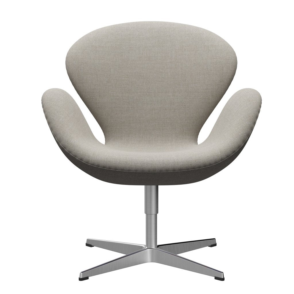 Fritz Hansen Swan Lounge Chair, Satin Brushed Aluminium/Sunniva Beige