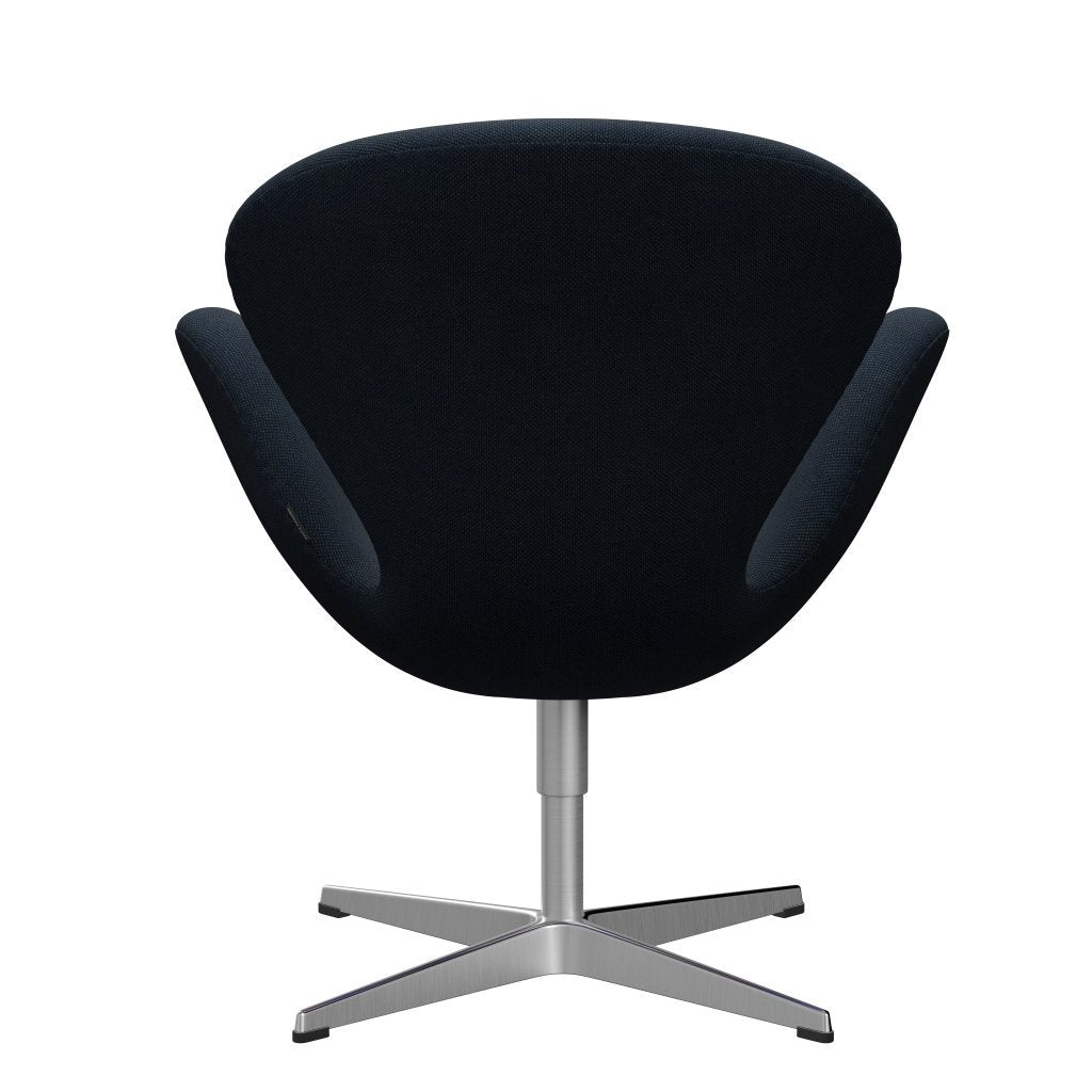 Fritz Hansen Swan Lounge Chair, Satin Brushed Aluminium/Sunniva Dark Blue