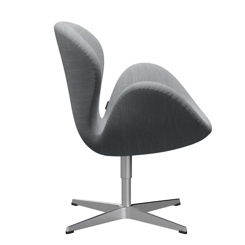 Fritz Hansen Swan Lounge Chair, satén kartáčovaný hliník/sunniva světle šedá/světle modrá