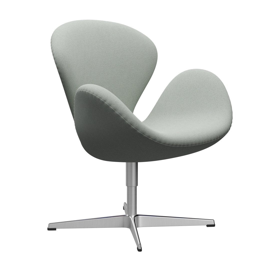 Fritz Hansen Swan Lounge Chair, satén kartáčovaný hliník/Sunniva Mint Green