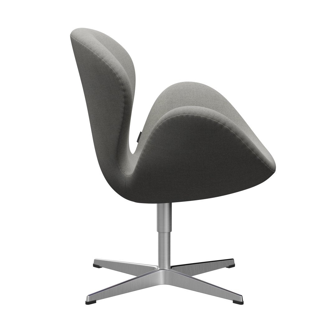 Fritz Hansen Swan Lounge Chair, Satin Brushed Aluminium/Sunniva Sand/Light Grey