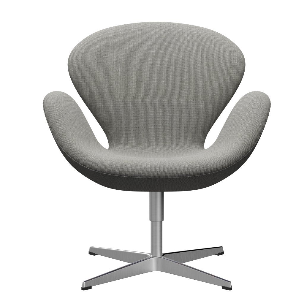 Fritz Hansen Swan Lounge Chair, Satin Brushed Aluminium/Sunniva Sand/Light Grey