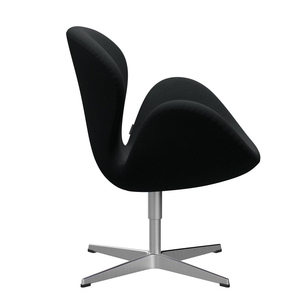 Fritz Hansen Swan Lounge Chair, saténová kartáčovaná hliník/Sunniva Black (193)