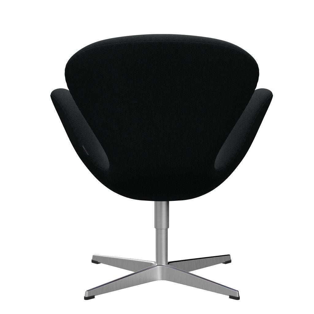 Fritz Hansen Swan Lounge Chair, saténová kartáčovaná hliník/Sunniva Black (193)