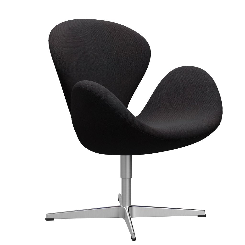 Fritz Hansen Swan Lounge Chair, saténová kartáčovaná hliník/Sunniva Black (683)