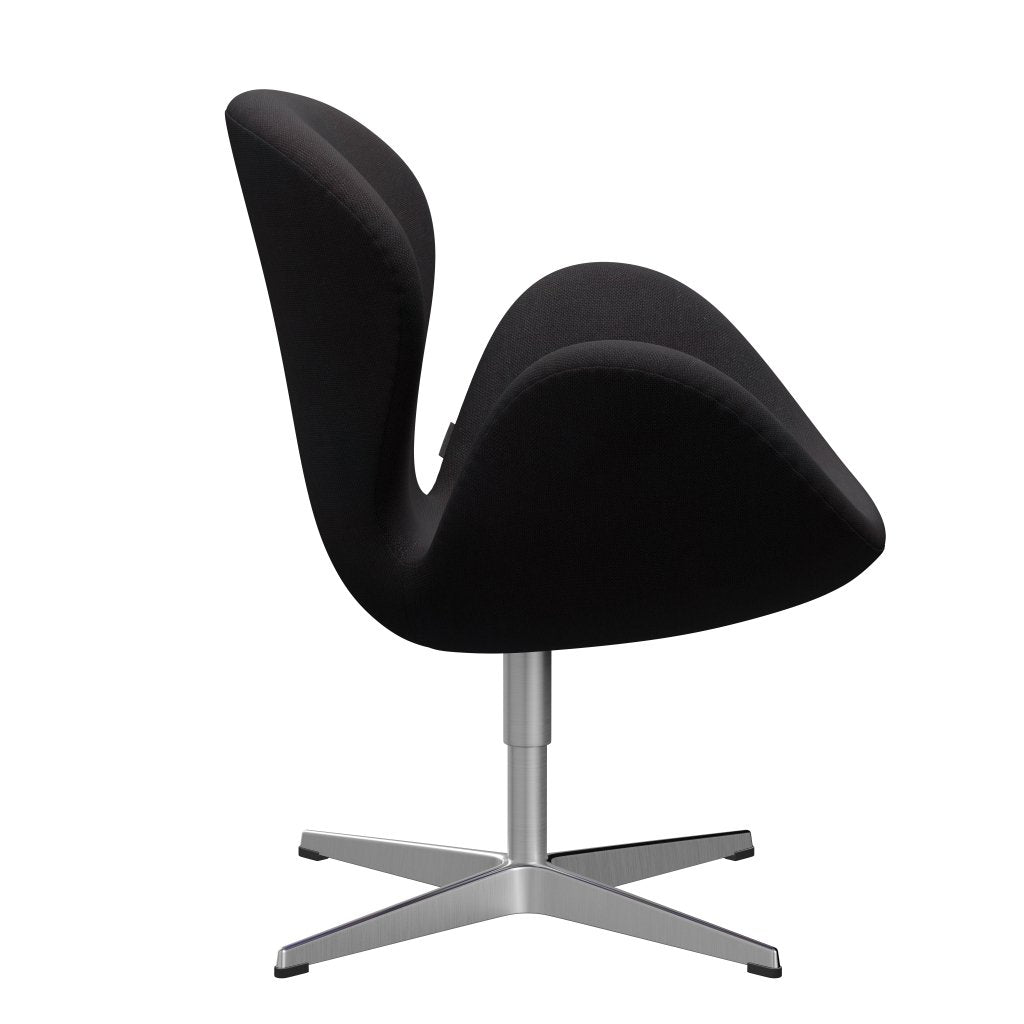 Fritz Hansen Swan Lounge Chair, saténová kartáčovaná hliník/Sunniva Black (683)