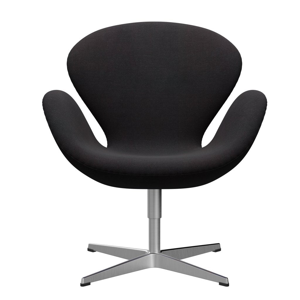 Fritz Hansen Swan Lounge Chair, saténová kartáčovaná hliník/Sunniva Black (683)