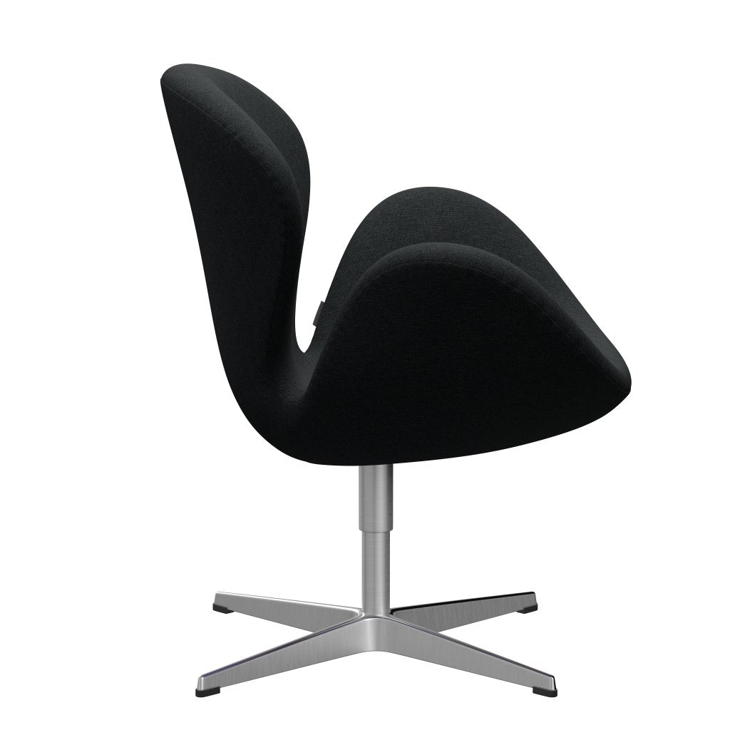 Fritz Hansen Swan Lounge Chair, Satin Brushed Aluminium/Sunniva Black/Dark Grey