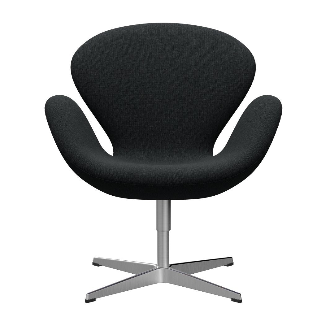 Fritz Hansen Swan Lounge Chair, Satin Brushed Aluminium/Sunniva Black/Dark Grey