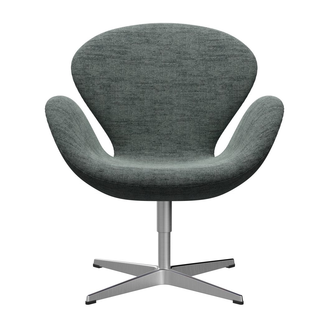 Fritz Hansen Swan Lounge Chair, Satin Brushed Aluminium/Sunniva Black/White