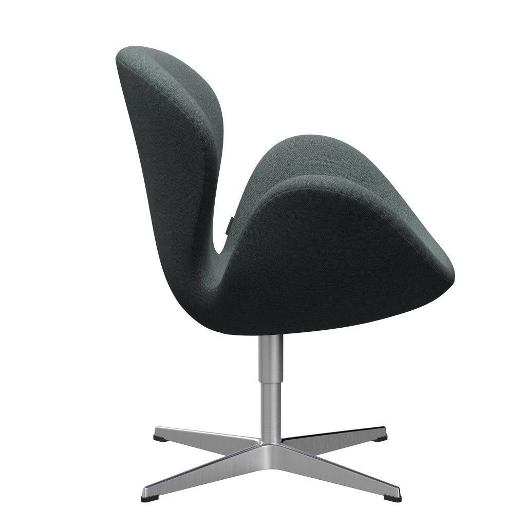 Fritz Hansen Swan Lounge Chair, Satin Brushed Aluminium/Sunniva Steel Grey