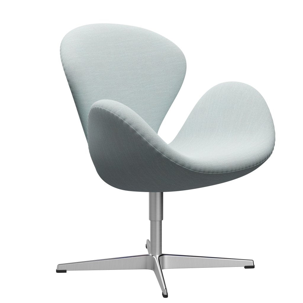 Fritz Hansen Swan Lounge Chair, saténová kartáčovaná hliník/Sunniva bílá/světle modrá