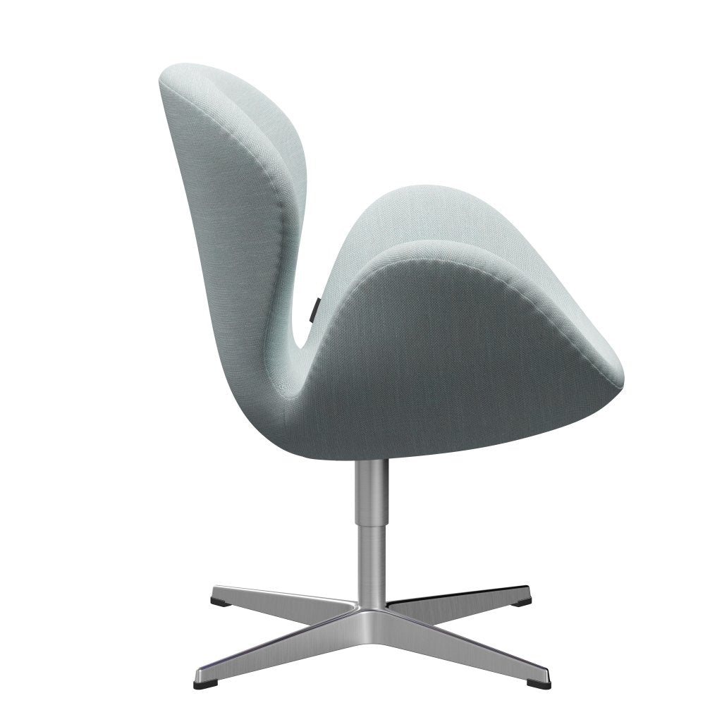 Fritz Hansen Swan Lounge Chair, saténová kartáčovaná hliník/Sunniva bílá/světle modrá