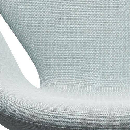 Fritz Hansen Swan Lounge Chair, Satin Brushed Aluminium/Sunniva White/Light Blue