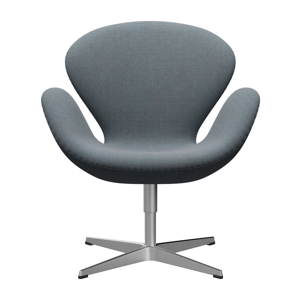 Fritz Hansen Swan Lounge Chair, satén kartáčovaný hliník/Sunniva Soft Blue