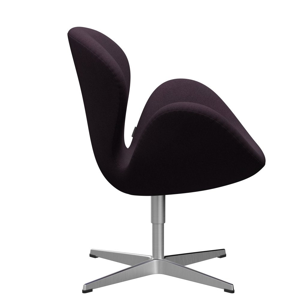 Fritz Hansen Swan Lounge Chair, satén kartáčovaný hliník/tonus aubergin