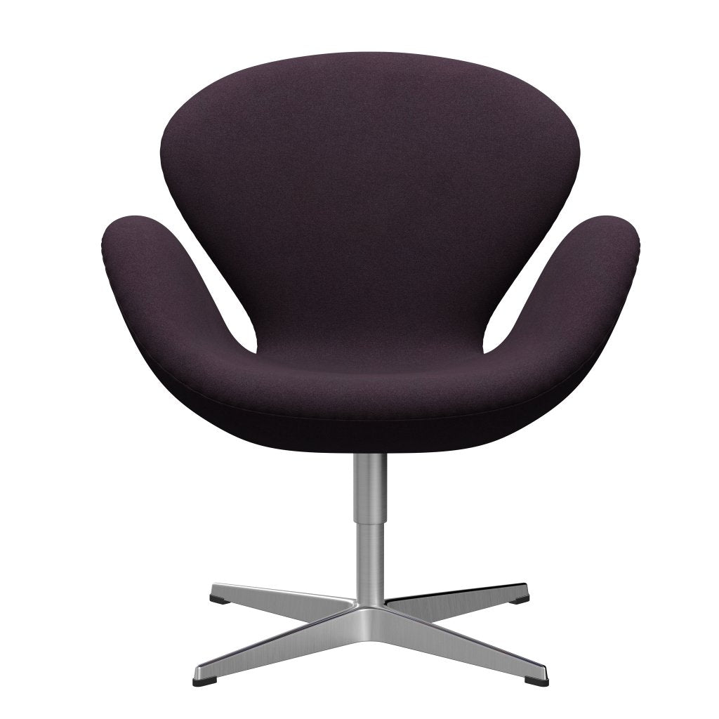 Fritz Hansen Swan Lounge Chair, Satin Brushed Aluminium/Tonus Aubergine