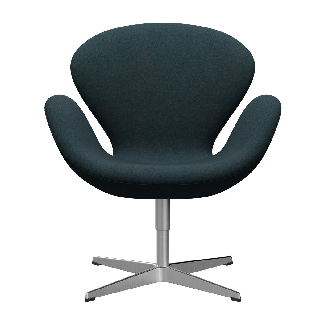 Fritz Hansen Swan Lounge Chair, Satin Brushed Aluminium/Tonus Dark Green