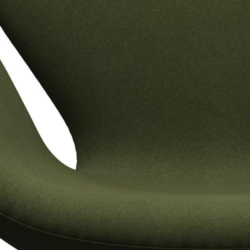 Fritz Hansen Swan Lounge Chair, satén kartáčovaný hliník/tonus vojenská zelená