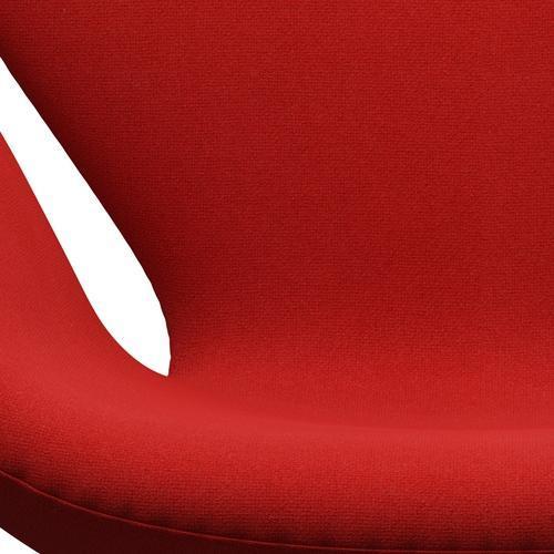 Fritz Hansen Swan Lounge Chair, satén kartáčovaný hliník/tonus oranžový/červená