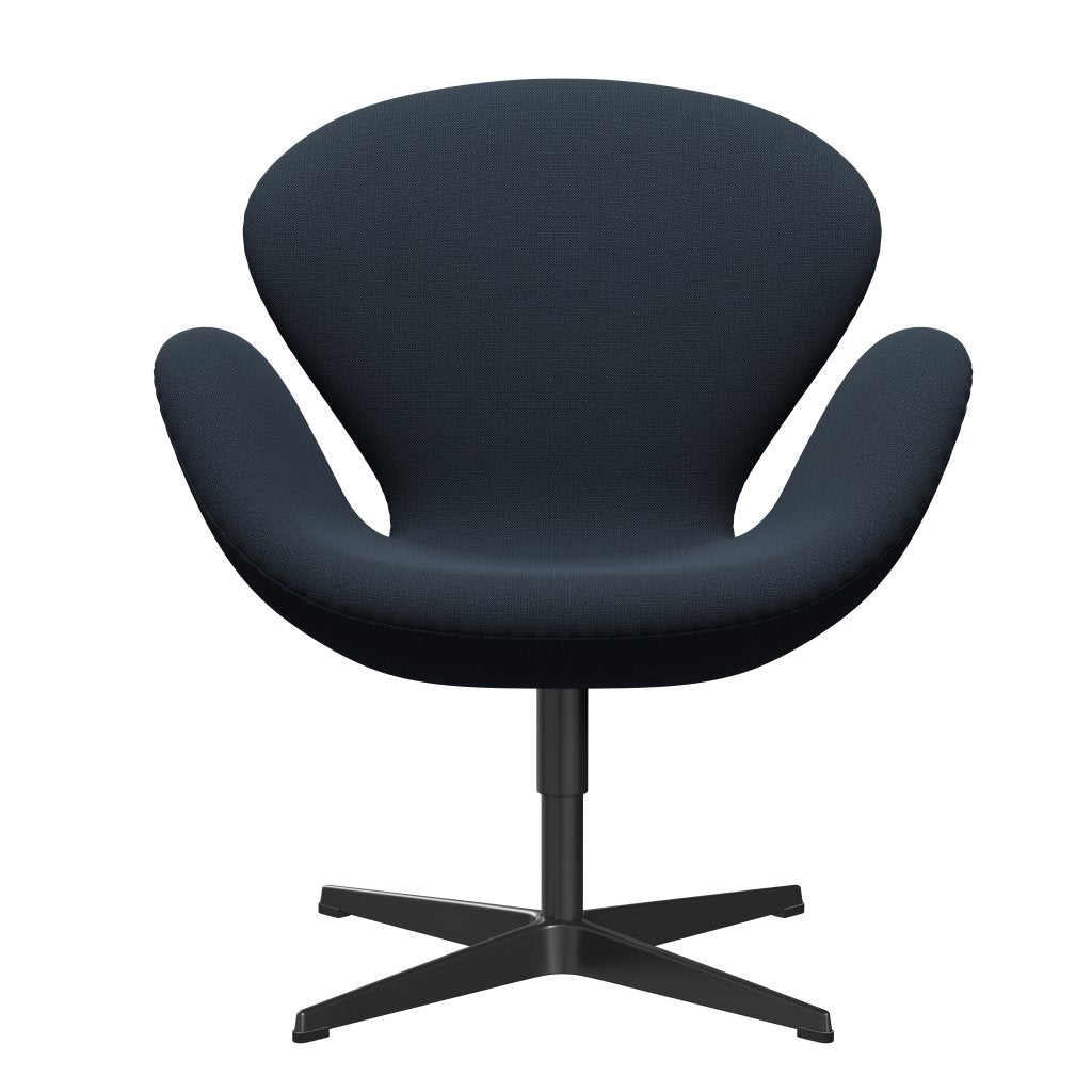 Fritz Hansen Swan Lounge Chair, Black Lacquered/Captured Blue