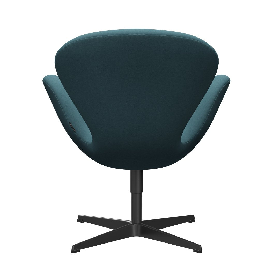 Fritz Hansen Swan Lounge Chair, Black Lacquered/Comfort Light Grey/Blue