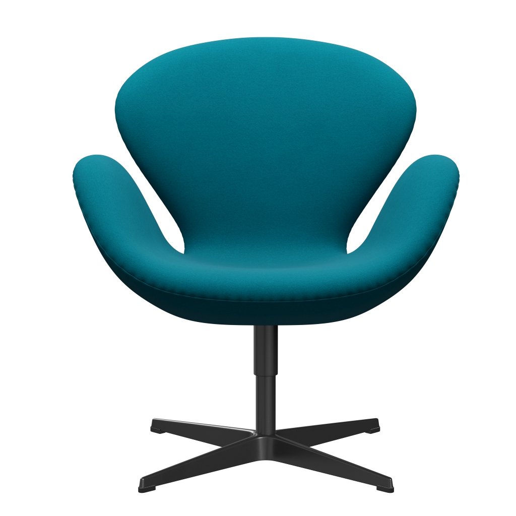 Fritz Hansen Swan Lounge Chair, černá lakovaná/komfortní tyrkysová (67002)