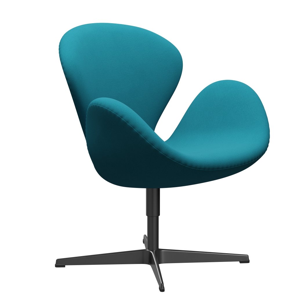 Fritz Hansen Swan Lounge Chair, Black Lacquered/Comfort Turquoise Light