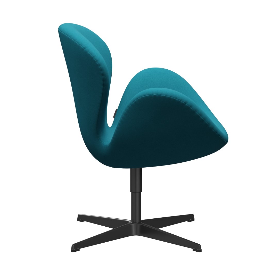 Fritz Hansen Swan Lounge Chair, černá lakovaná/pohodlí tyrkysové světlo