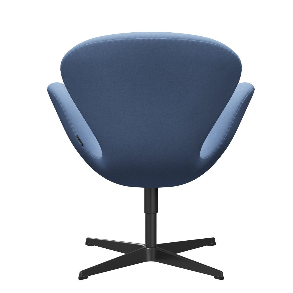 Fritz Hansen Swan Lounge Chair, Black Lacquered/Comfort White/Blue