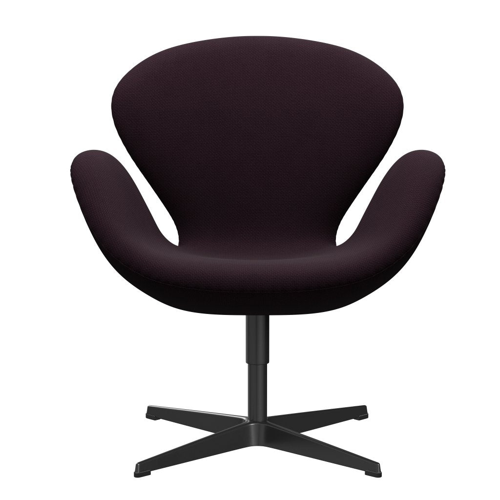 Fritz Hansen Swan Lounge Chair, Black Lacquered/Diablo Plum