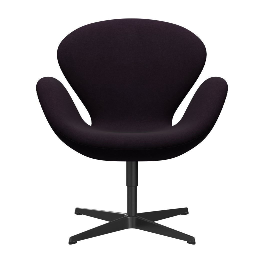 Fritz Hansen Swan Lounge Chair, Black Lacquered/Divina Aubergine (376)