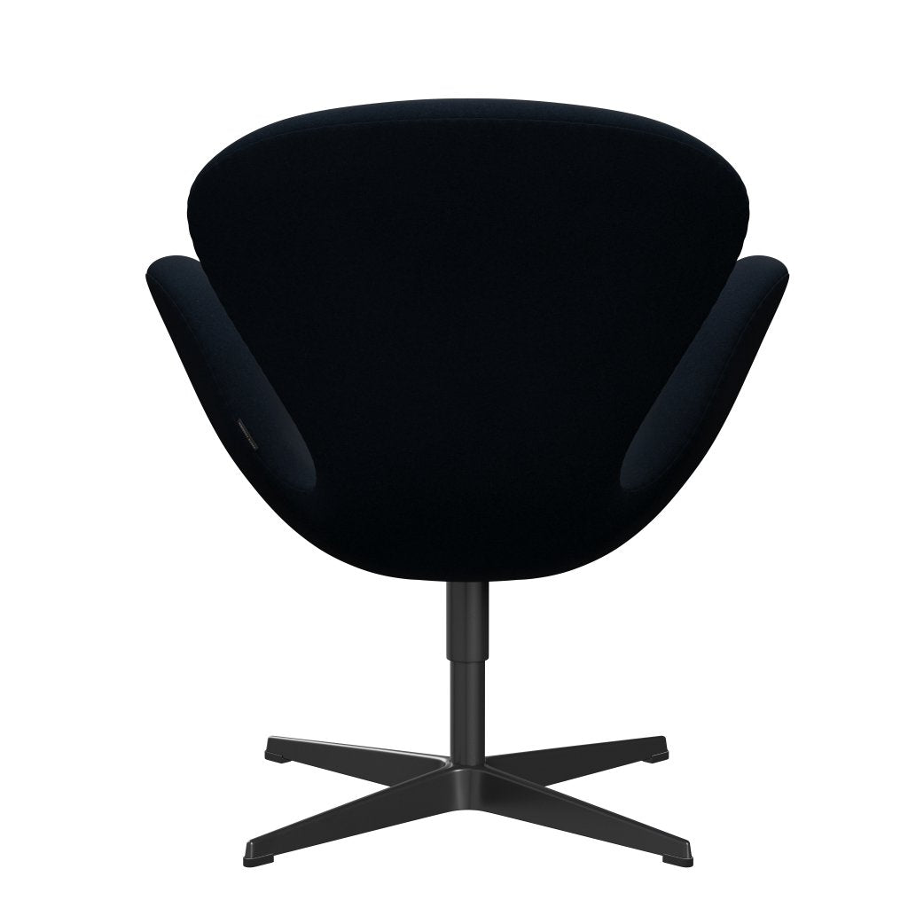 Fritz Hansen Swan Lounge Chair, Black Lacquered/Divina Dark Blue