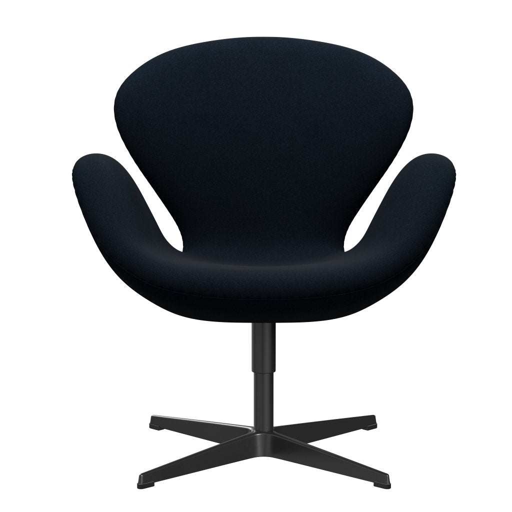 Fritz Hansen Swan Lounge Chair, Black Lacquered/Divina Dark Blue