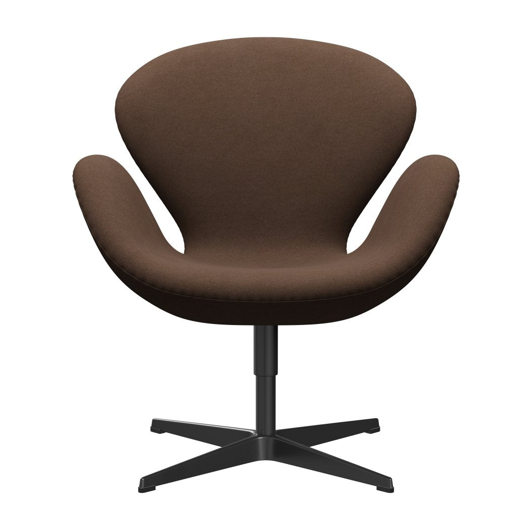 Lounge židle Fritz Hansen Swan, černá lakovaná/Divina Dark Brown (356)