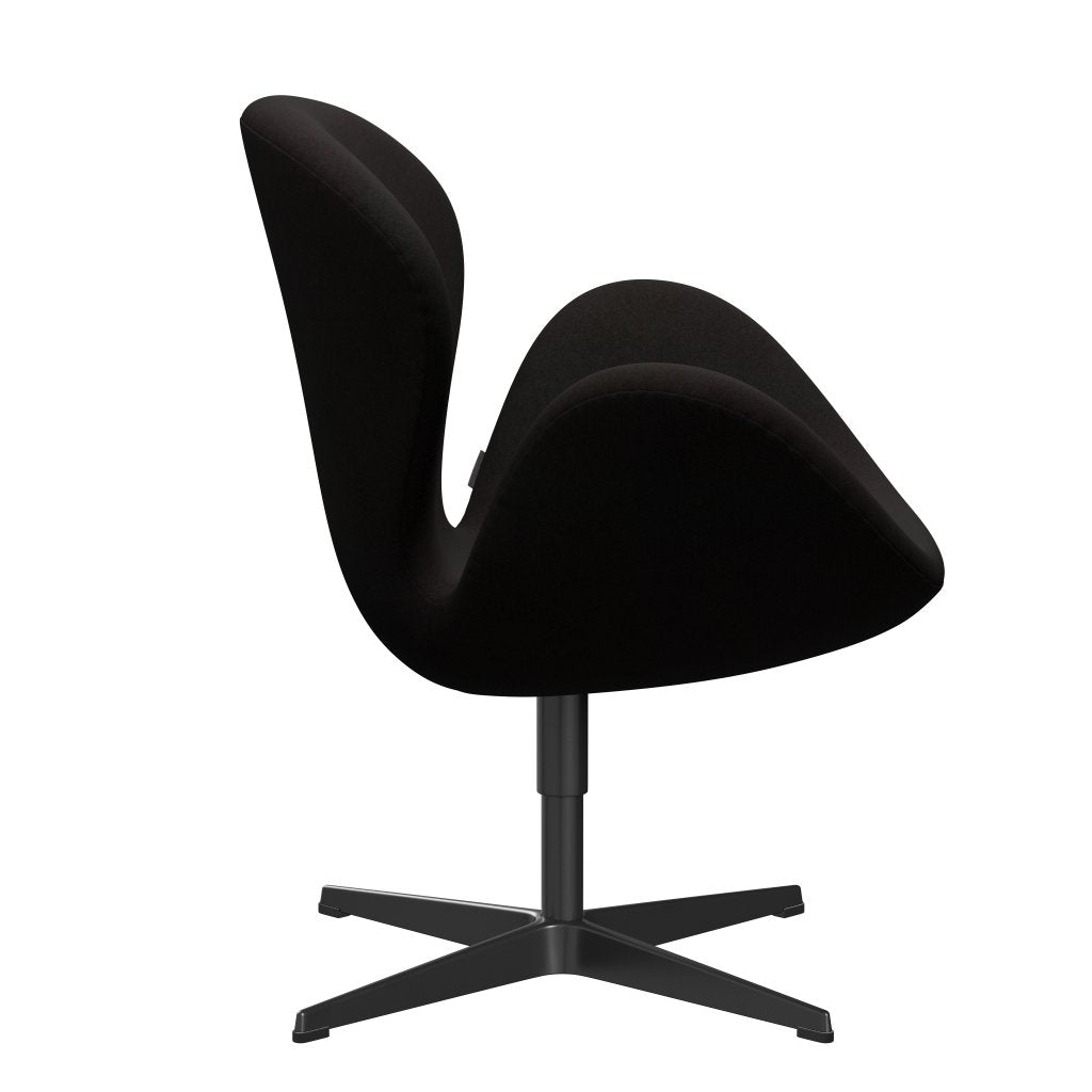 Lounge židle Fritz Hansen Swan, černá lakovaná/Divina Dark Brown (384)