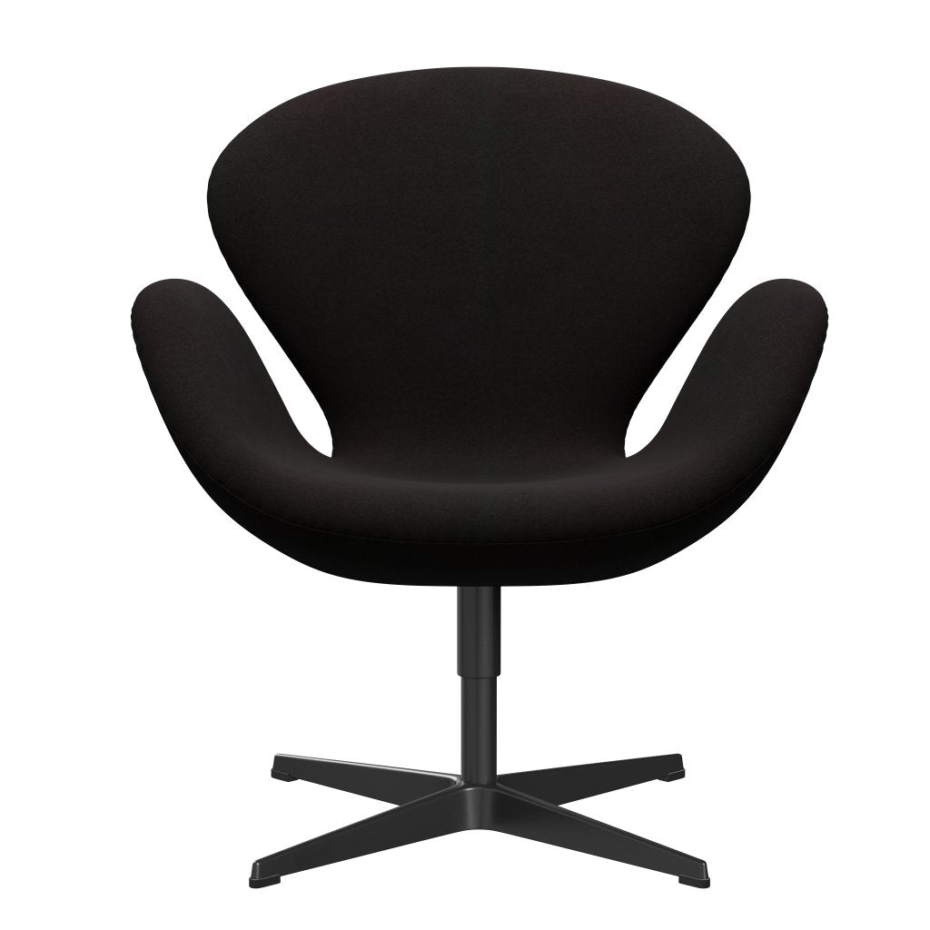 Lounge židle Fritz Hansen Swan, černá lakovaná/Divina Dark Brown (384)