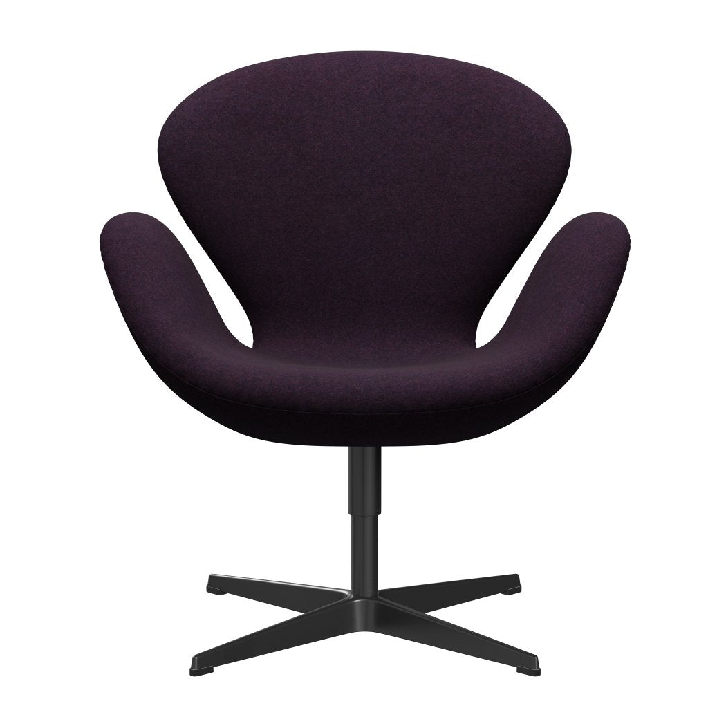 Fritz Hansen Swan Lounge Chair, Black Lacquered/Divina Md Aubergine