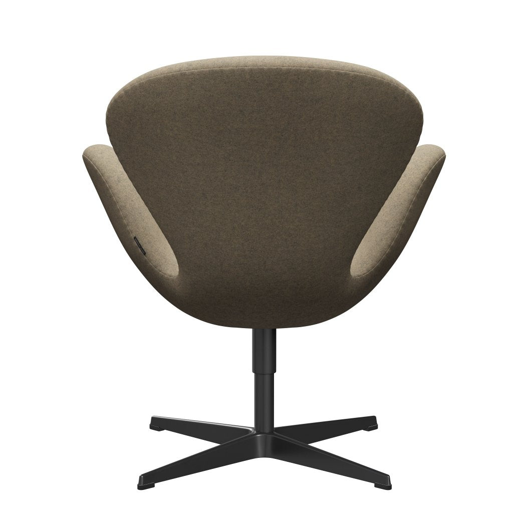 Fritz Hansen Swan Lounge Chair, Black Lacquered/Divina Melange Grey Sand