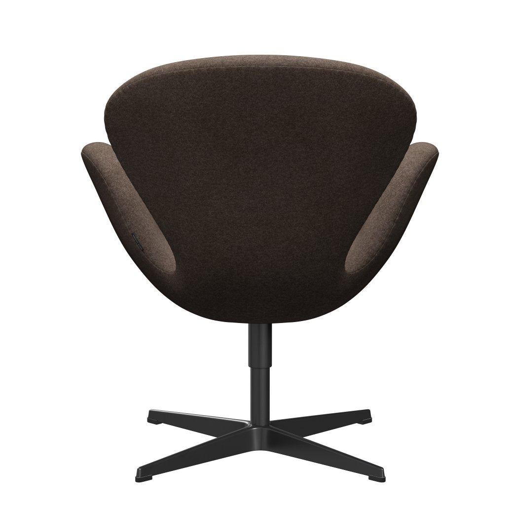 Fritz Hansen Swan Lounge Chair, Black Lacquered/Divina melange zaprášená hnědá