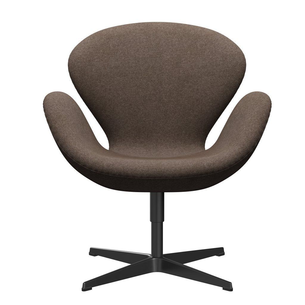 Fritz Hansen Swan Lounge Chair, Black Lacquered/Divina melange zaprášená hnědá