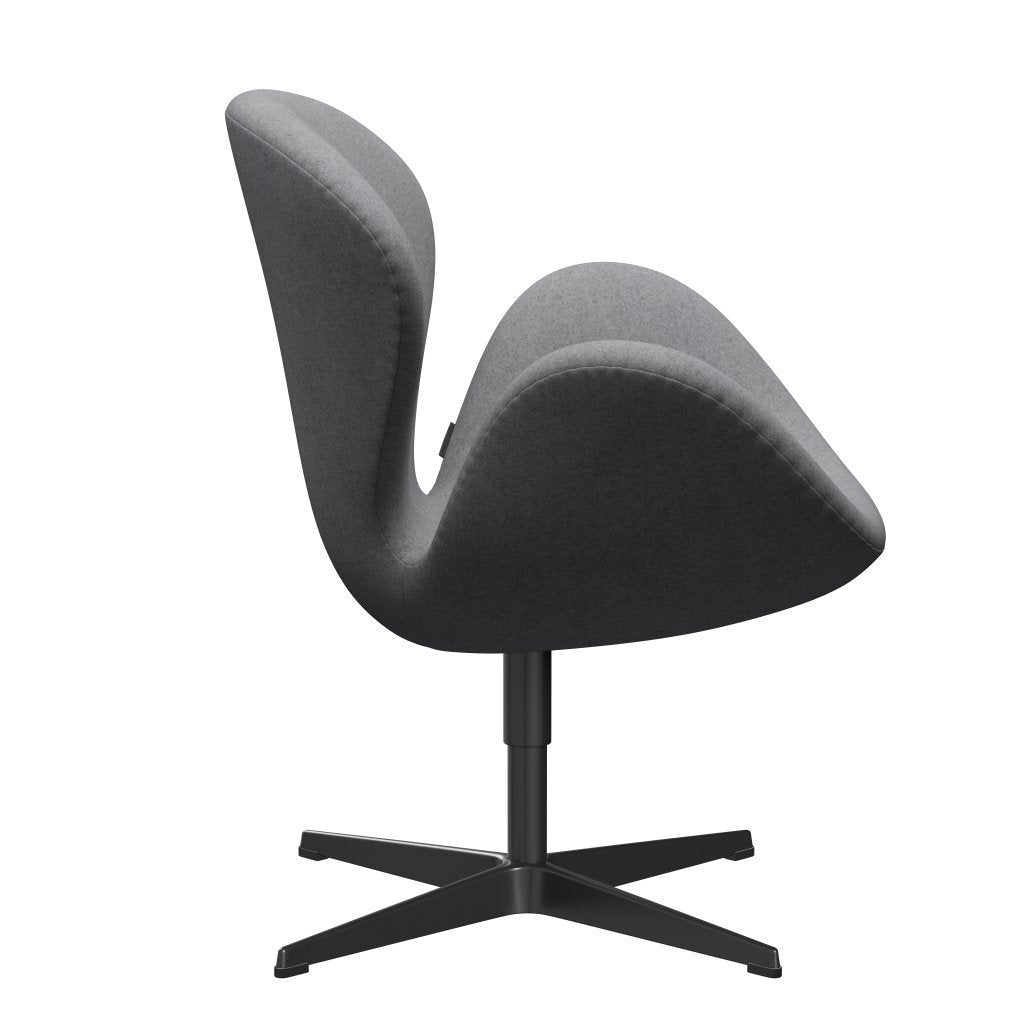 Fritz Hansen Swan Lounge Chair, černá lakovaná/divina melange kámen šedá