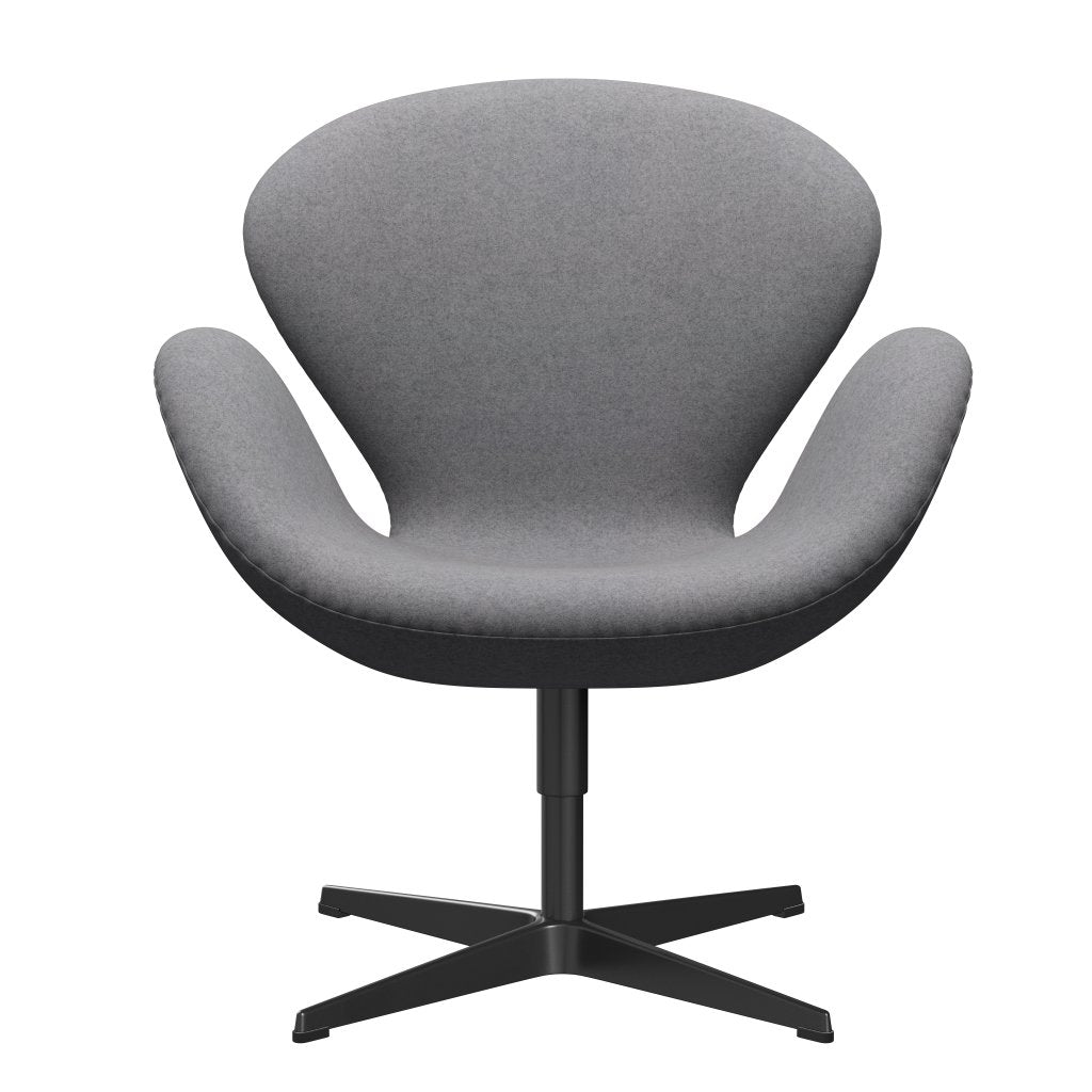 Fritz Hansen Swan Lounge Chair, černá lakovaná/divina melange kámen šedá