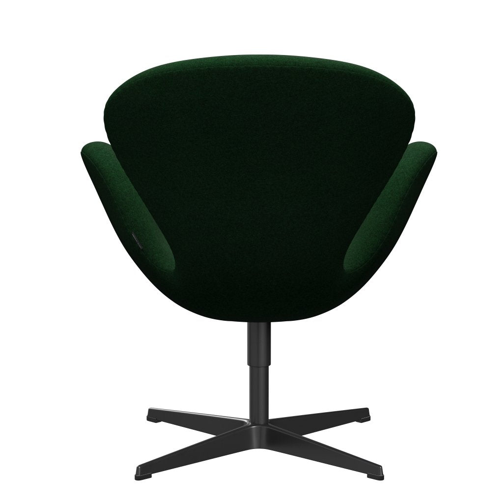 Fritz Hansen Swan Lounge Chair, Black Lacquered/Divina Melange Forest Green