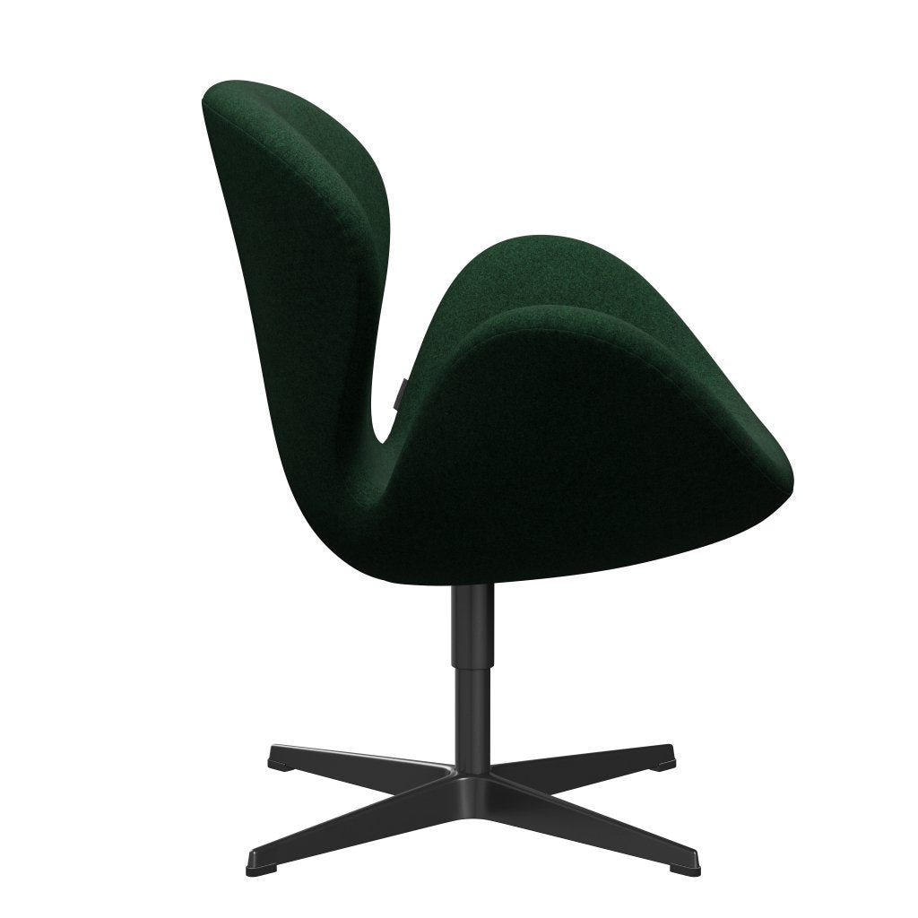 Fritz Hansen Swan Lounge Chair, Black Lacquered/Divina melange teplá tmavě zelená