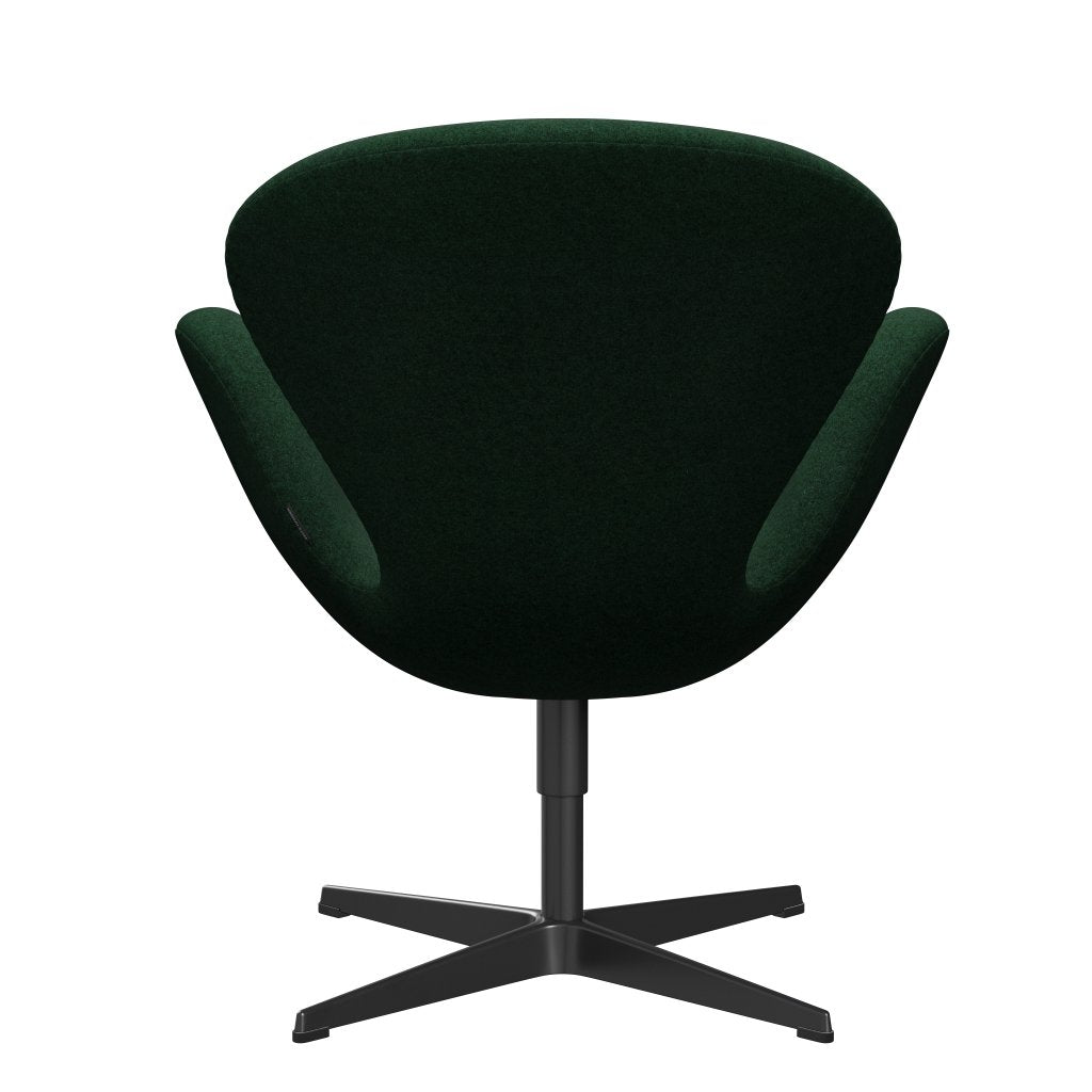 Fritz Hansen Swan Lounge Chair, Black Lacquered/Divina melange teplá tmavě zelená