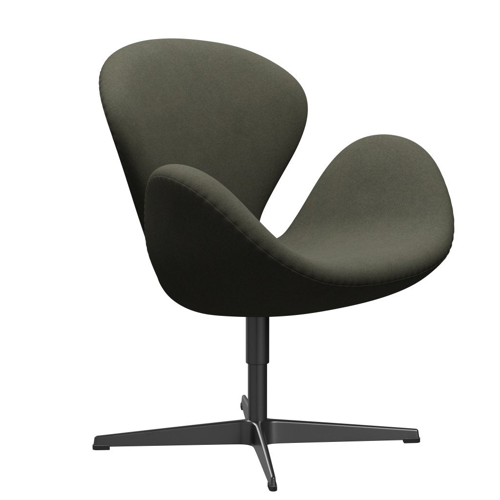 Fritz Hansen Swan Lounge Chair, Black Lacquered/Divina Vojenská zelená